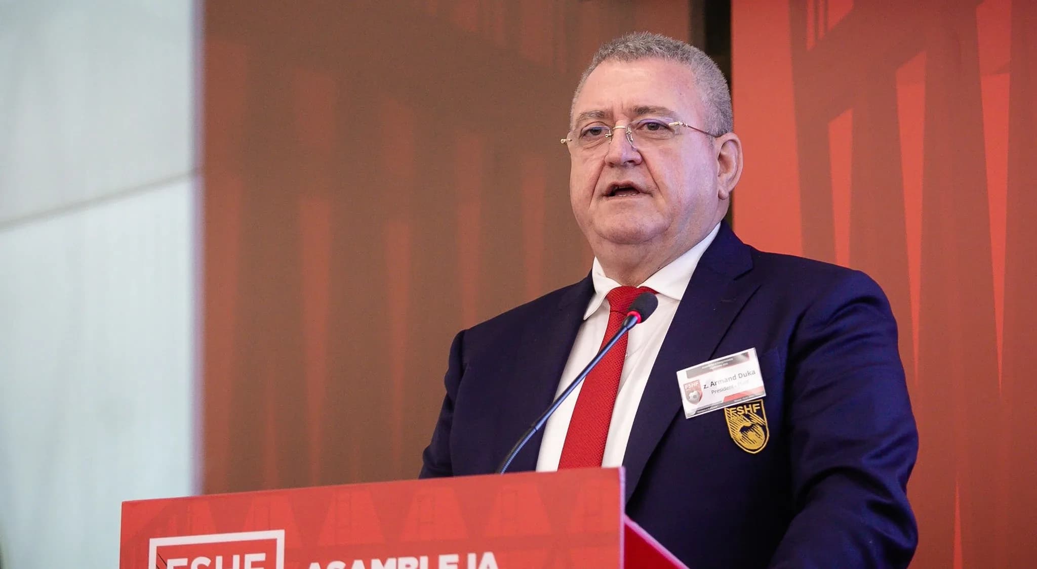 Armand Duka at a UEFA Congress event